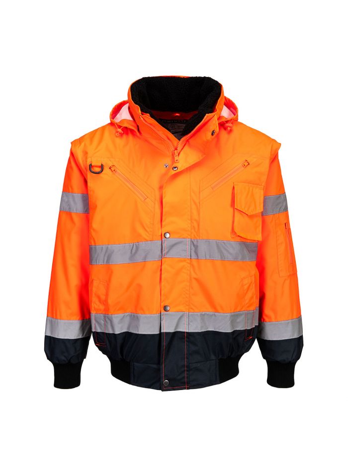 Warnschutz 3-in-1 Kontrast Pilotjacke , 4XL, R, Orange/Marine