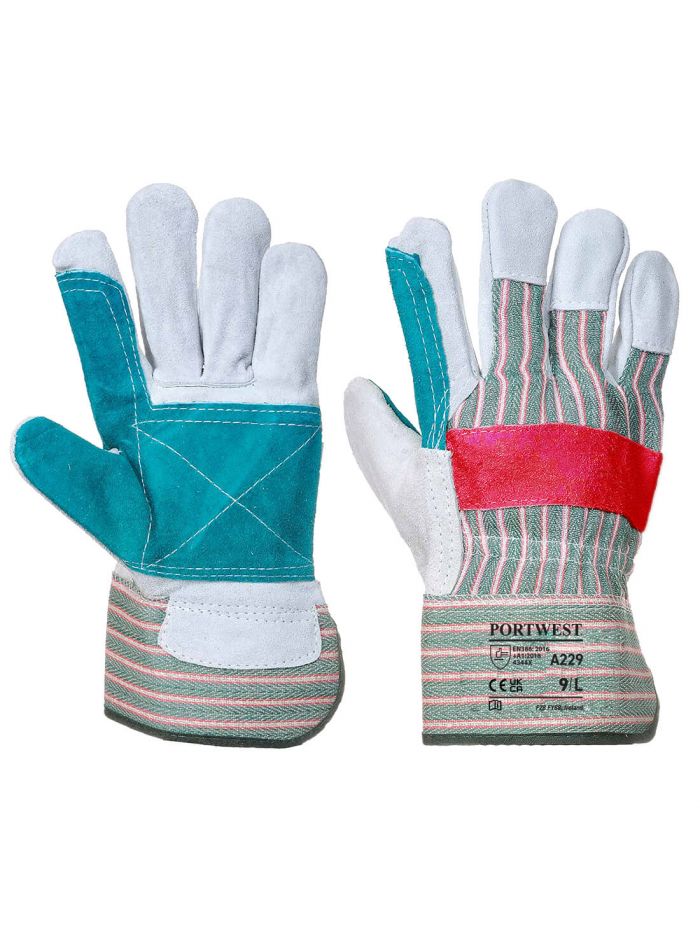 Klassischer Rigger Handschuh mit gedoppelter Handfläche, XL, R, Gruen