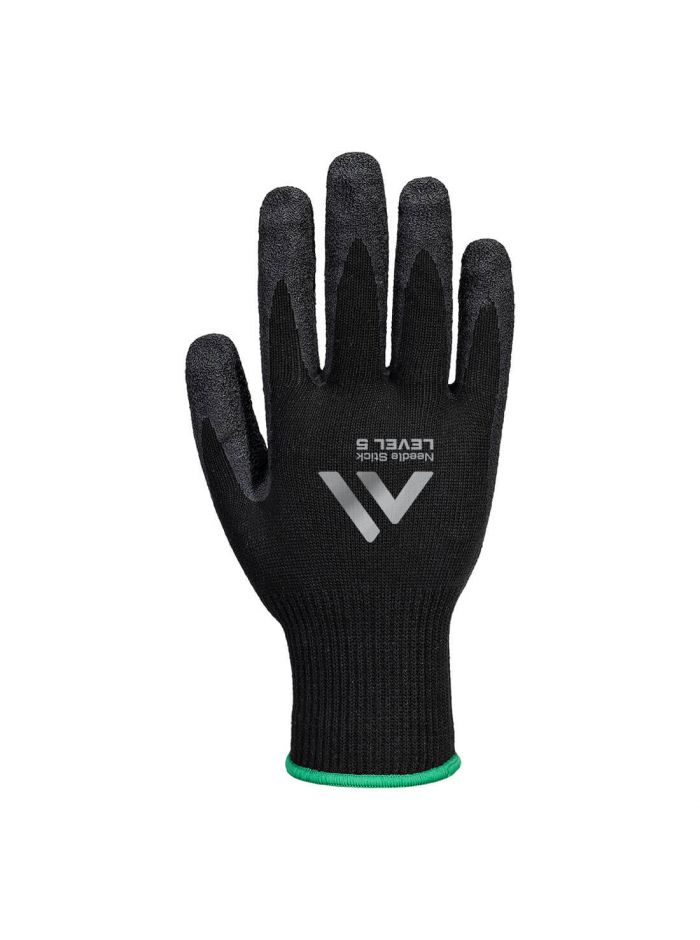 Needle Stick F10 Latex-Knitterhandschuh, L, R, Schwarz