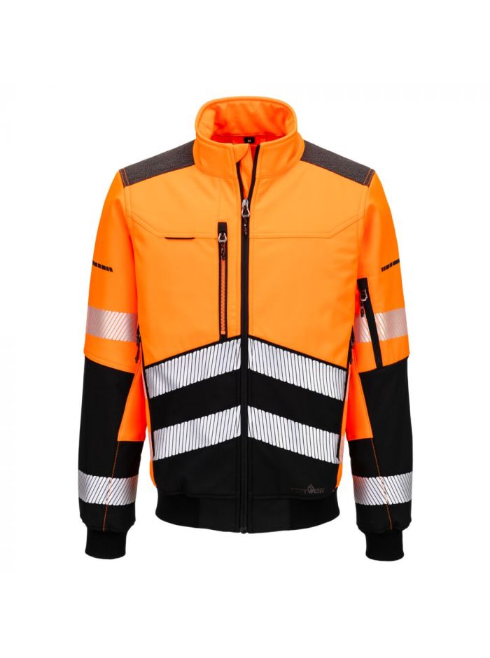EV4 Hi-Vis Softshell Pilotjacke (3L), L, R, Orange/Schwarz