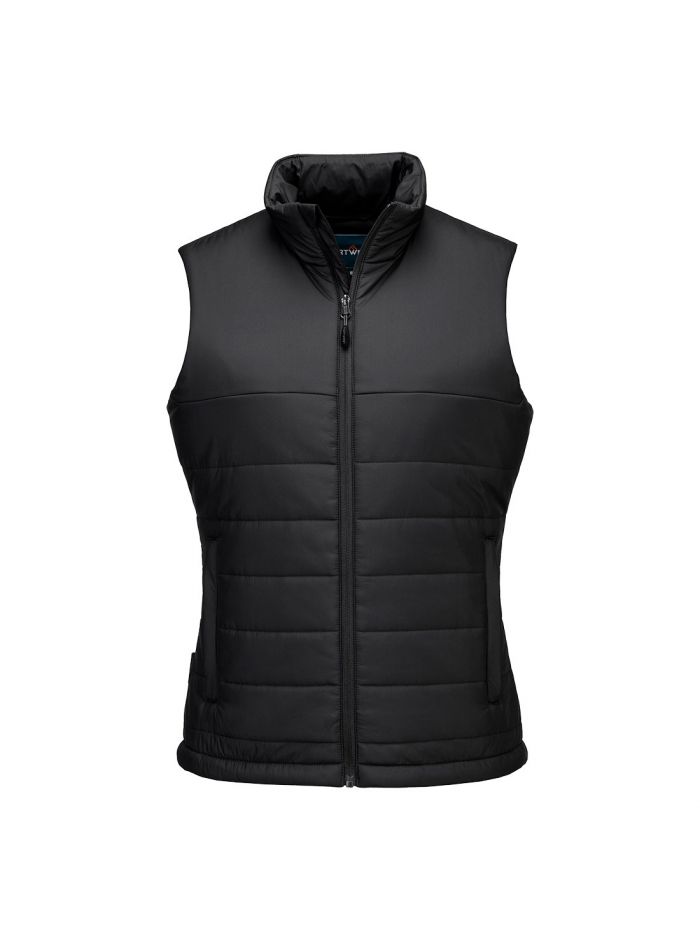 Women's Insulated Baffle Gilet, L, R, Schwarz