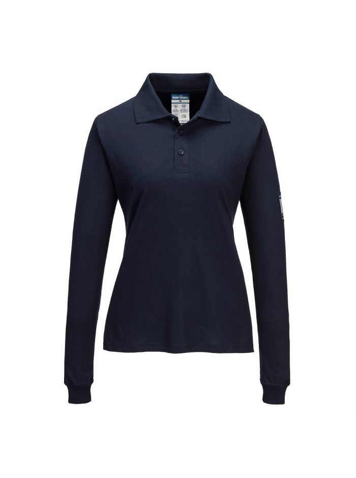 Modaflame Knit FR Damen Poloshirt langarm, L, R, Marine