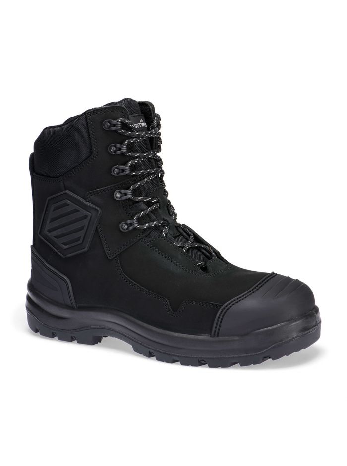 Schienbeinschoner aus Verbundleder S3S HRO FO SC HI CI AN LG SR, 38, R, Schwarz