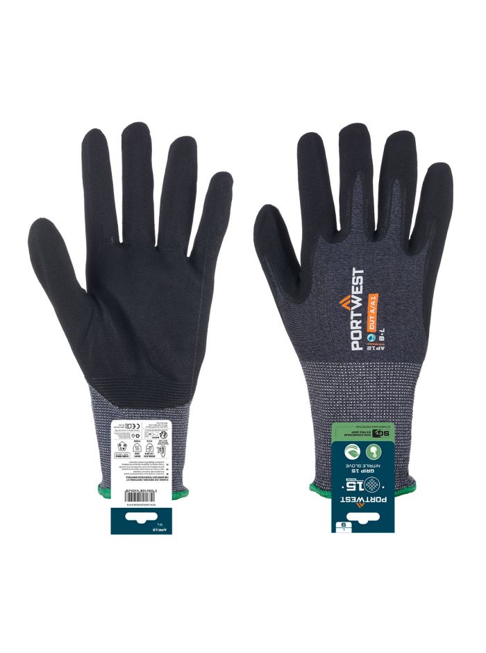 SG Grip 15 Nitril-Handschuh (Einzelhandel), L, R, Grau/Schwarz