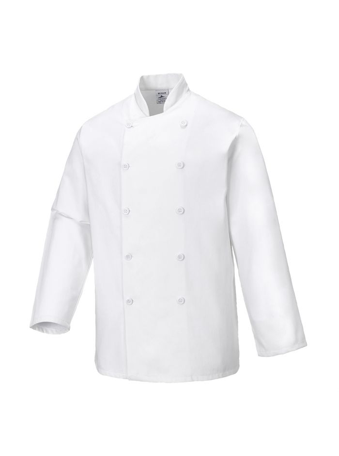 Kochjacke Sussex langarm , M, R, Weiss