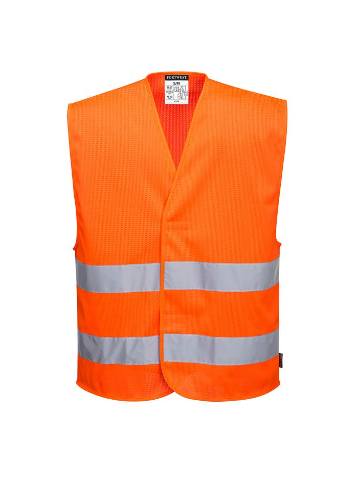Warnschutz MeshAir Weste mit zwei Reflexstreifen, 4X/5X, R, Orange