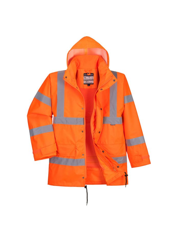 Warnschutz interaktive und atmungsaktive Regen Verkehrsjacke, L, R, Orange