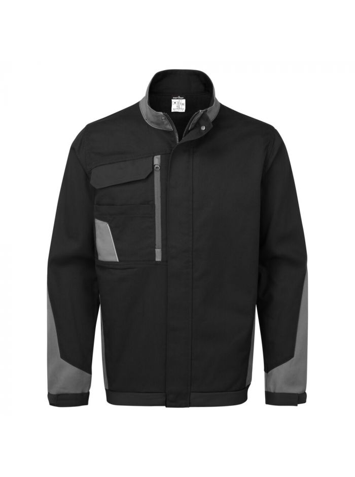 WX1 Leichte Baumwoll - Arbeitsjacke, 4XL, R, Schwarz/Grau