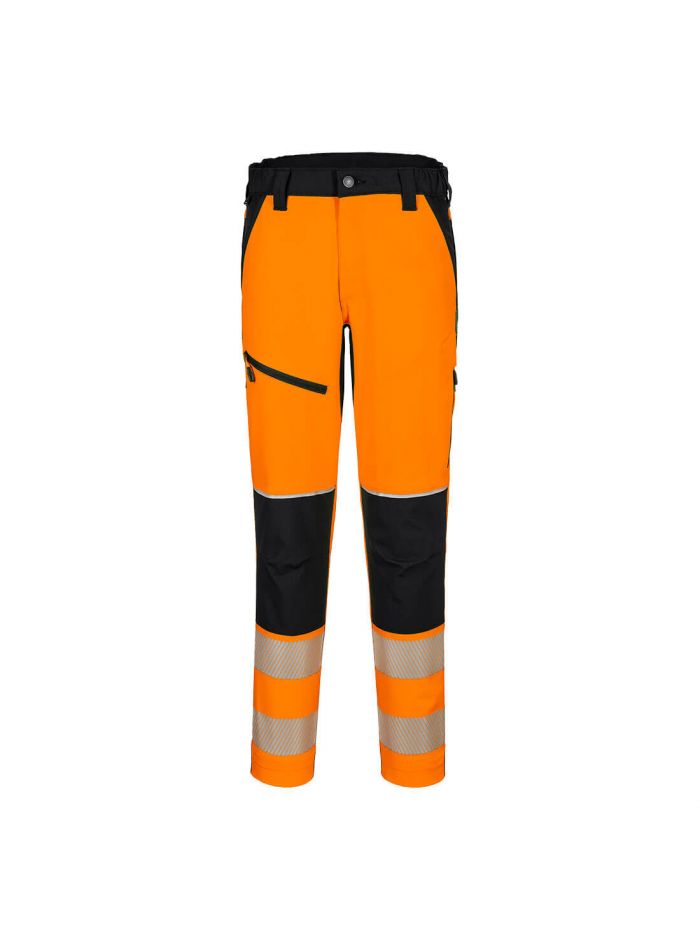 PW3 Warnschutz Stretchhose, L, R, Orange/Schwarz