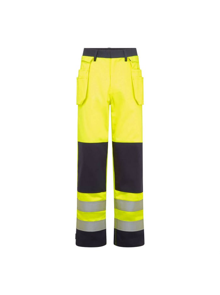 Bizflame Work Hi-Vis Kontrast FR Bundhose mit Holstertaschen, L, R, Gelb/Marine