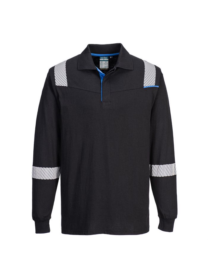 WX3 FR Modaflame Langarm-Polo, L, R, Schwarz