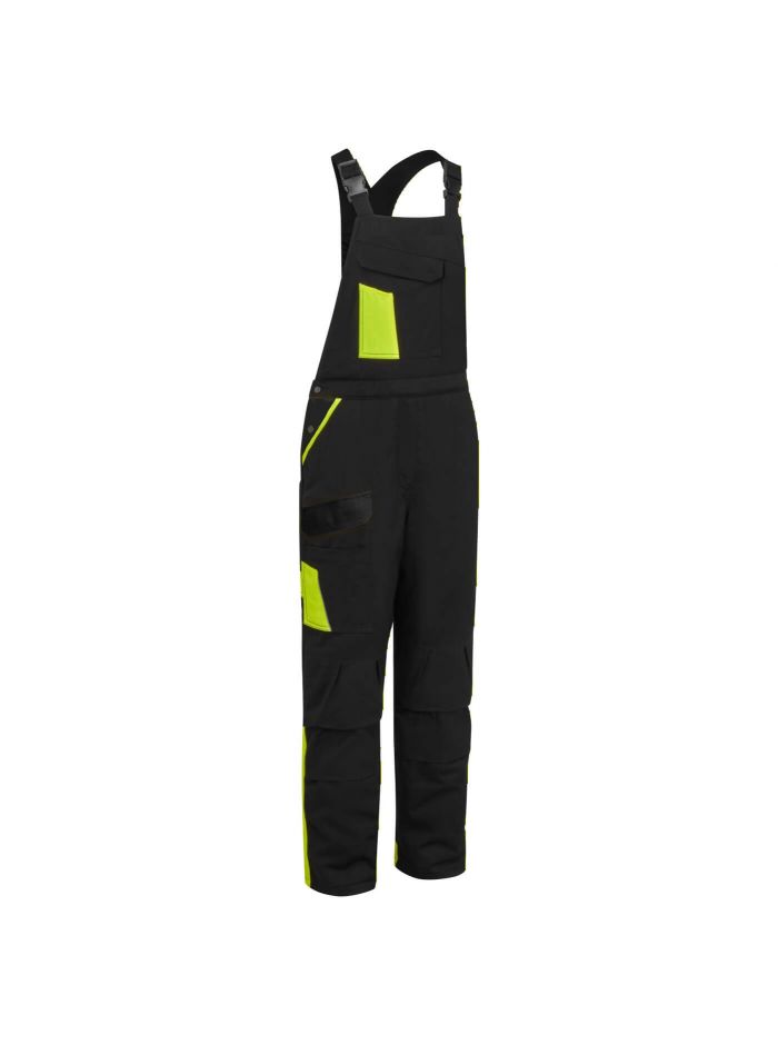 WX1 Zweifarbige Baumwoll - Latzhose, 4XL, R, Schwarz/Gelb