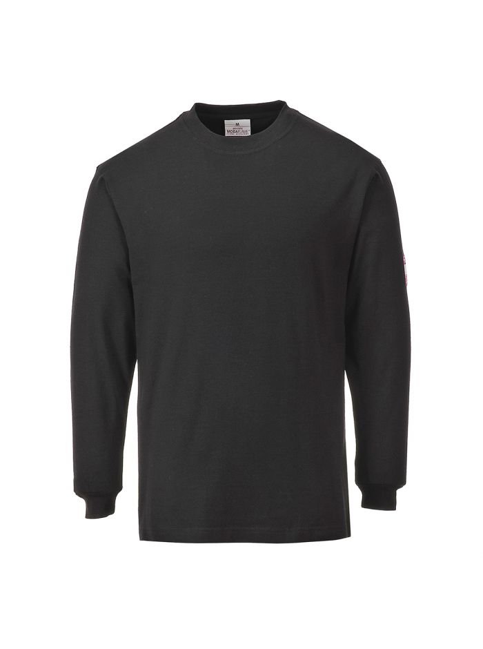 FR Modaflame Anti-Static Langarm T-Shirt, L, R, Schwarz