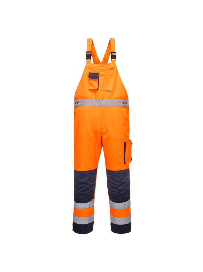 Dijon Warnschutz-Latzhose, L, R, Orange/Marine