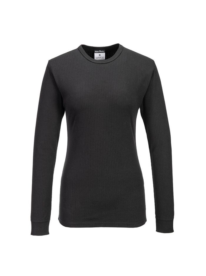 Damen Thermal T-Shirt Langarm, L, R, Schwarz