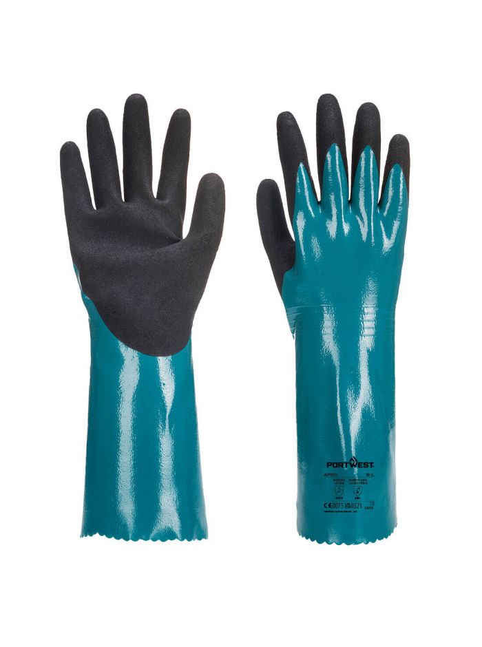 Grip Lite Handschuh mit Stulpe, L, R, Blau/Schwarz