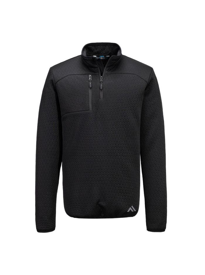 KX3 Texturiertes Sweatshirt mit 1/4 Reißverschluss, L, R, Schwarz