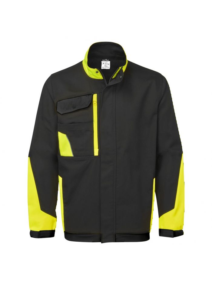 WX1 Zweifarbige wattierte Baumwoll - Arbeitsjacke, 4XL, R, Schwarz/Gelb