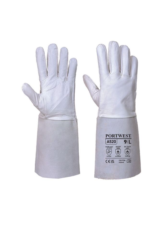 Premium Tig Schweißer-Stulpenhandschuh, L, R, Grau