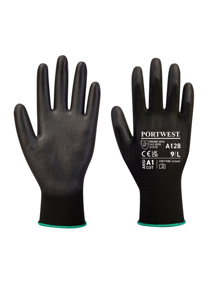 PU-Handschuh Latexfrei - in Verkaufsverpackung, L, R, Schwarz