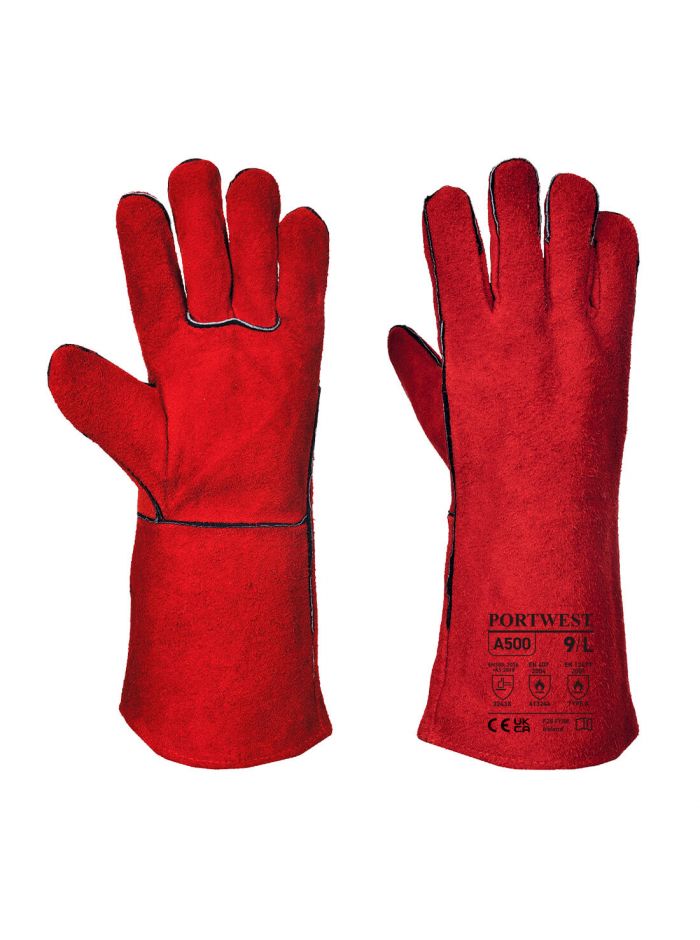 Schweißer Stulpenhandschuhe, M, R, Rot