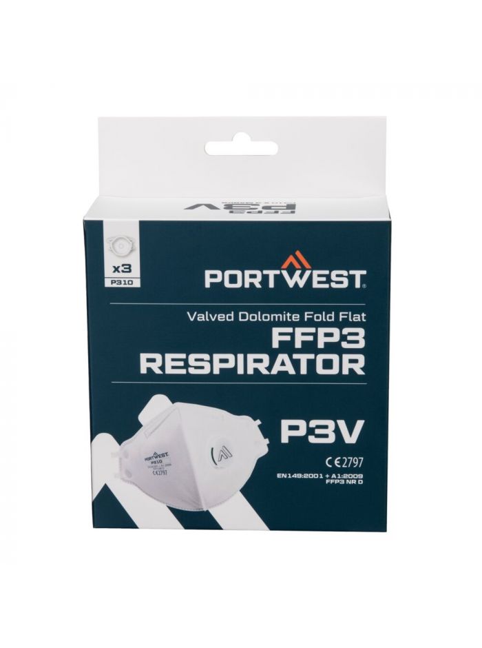 FFP3 Ventilierte Dolomit-Faltatemschutzmaske (Pk3), , R, Weiss