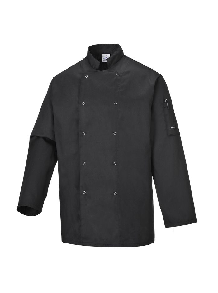 Chef's Suffolk Nietenjacke langarm, L, R, Schwarz