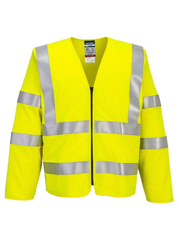 Bizflame Hi-Vis FR Langarmweste mit Reißverschluss, L/XL, R, Gelb