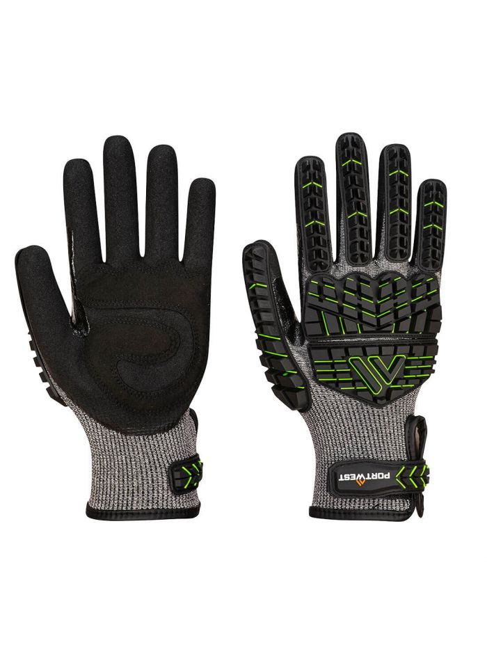 VHR15 Nitrilschaum- Stoßschutz- Handschuh, 4XL, R, Schwarz/Gruen