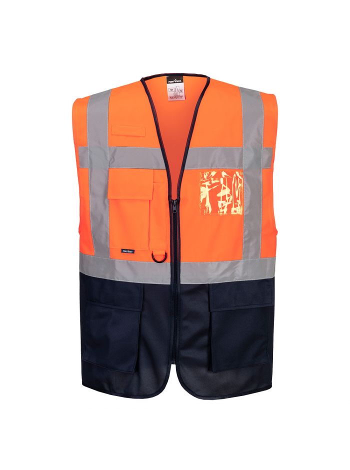 Warschau Warnschutz Kontrast Exekutiv Weste , L, R, Orange/Marine