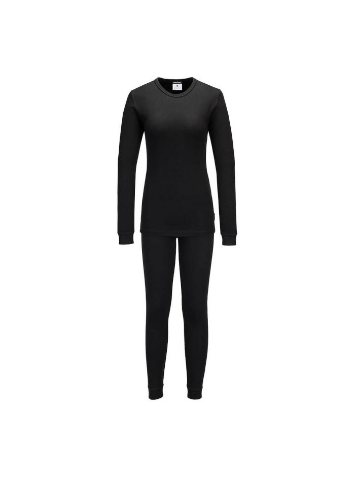 Womens Thermal Base Layer Set, L, R, Schwarz
