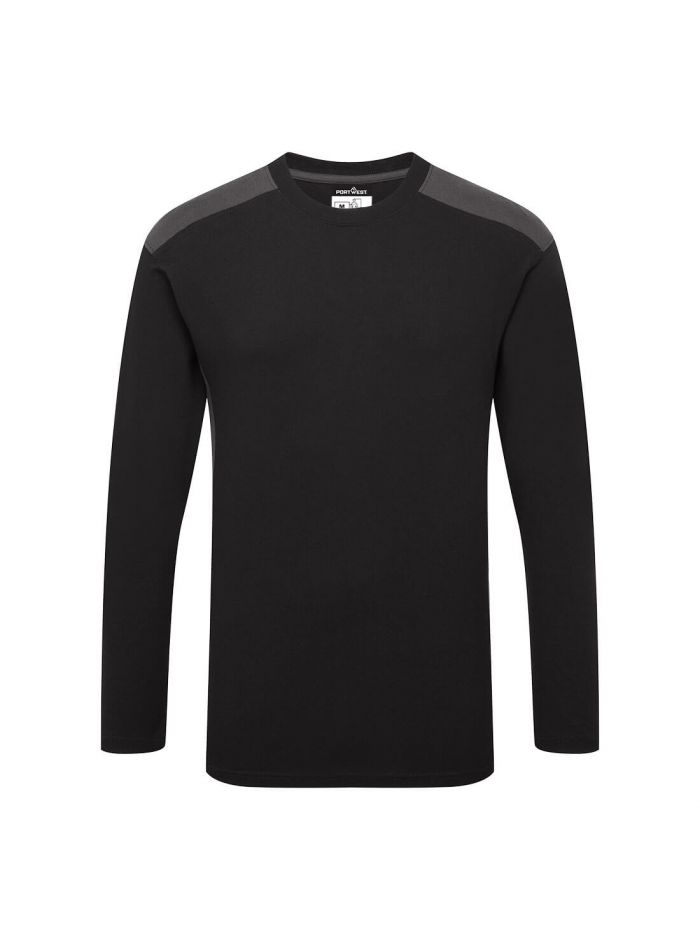 Two-Tone T-Shirt L/S, 4XL, R, Schwarz/Grau
