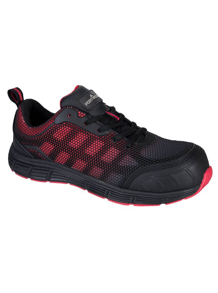 Portwest Compositelite Ogwen Low Cut Trainer S1P, 36, D, Schwarz/rot