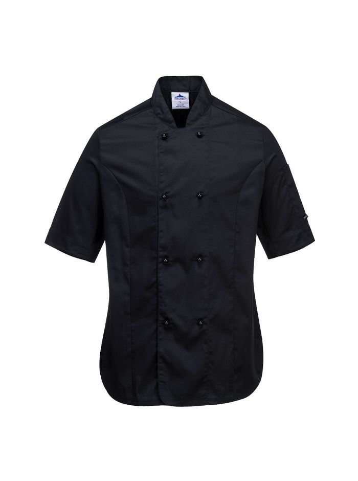 Rachel Damen Chefs Jacke kurzarm, S, R, Schwarz