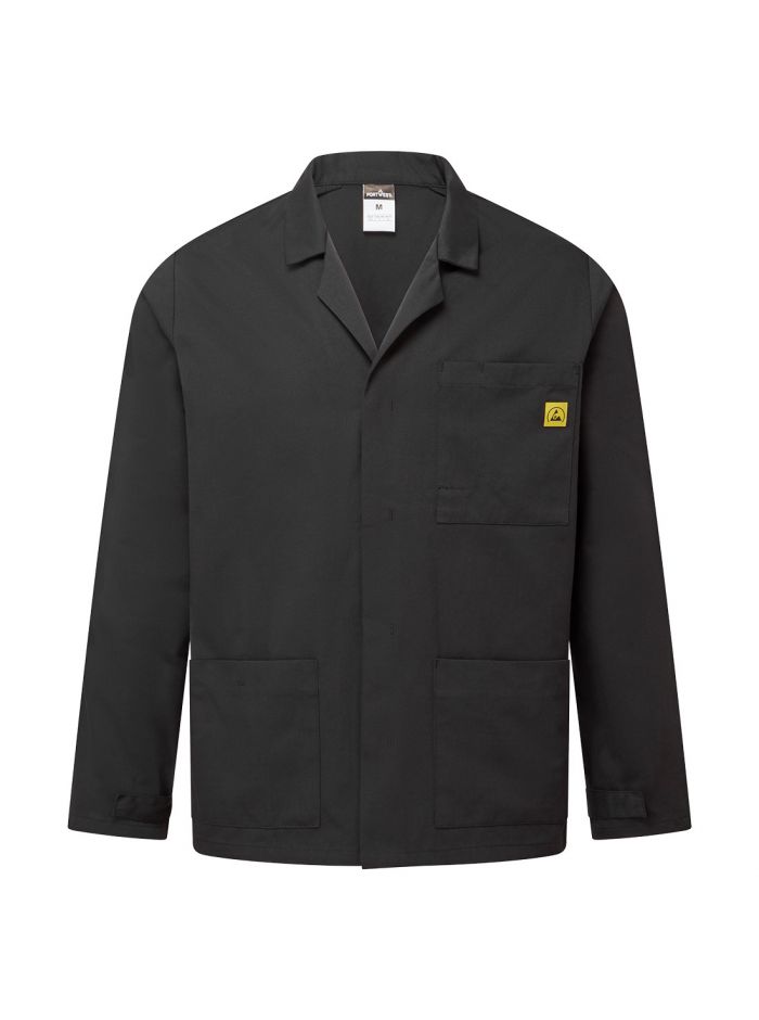Antistatische ESD-Laborjacke, 4XL, R, Schwarz