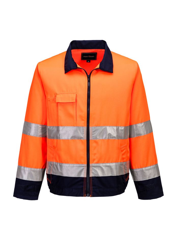 Warnschutzjacke Madrid , L, R, Orange/Marine