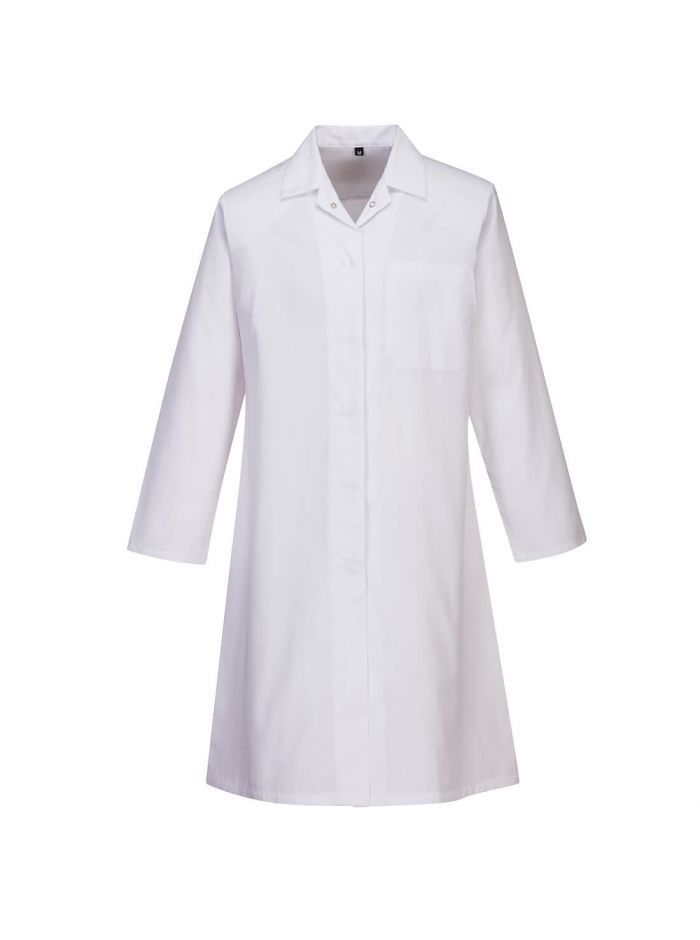 Lebensmittelindustrie Damen 1-Taschen-Mantel, XS, R, Weiss