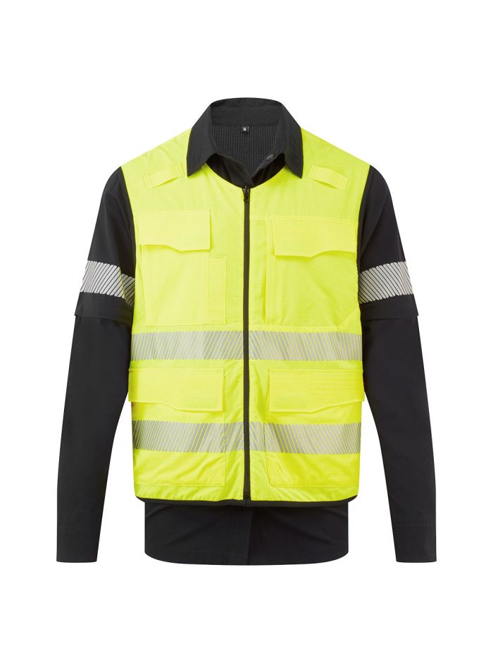 Ultimatives modulares Hi-Vis 5-in-1 Hemd, L, R, Schwarz/Gelb