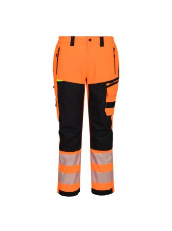 DX4 Hi-Vis Regenhose, 28, R, Orange/Schwarz