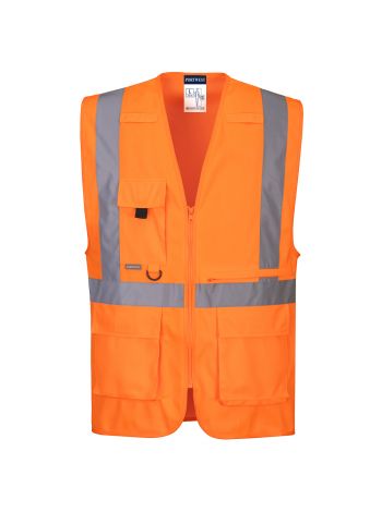 Warnschutz-Exekutiv-Weste mit großen Taschen , 4XL, R, Orange