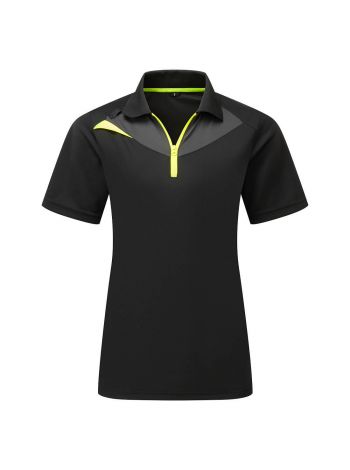 DX4 Warnschutz Damen Poloshirt kurzarm, L, R, Schwarz