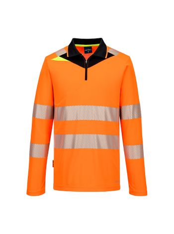 DX4 Hi-Vis Polo Shirt mit Reißverschluss langarm , 4XL, R, Orange/Schwarz