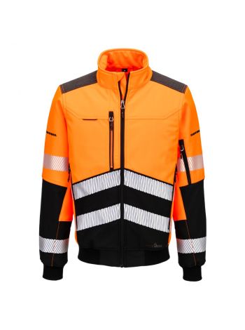 EV4 Hi-Vis Softshell Pilotjacke (3L), L, R, Orange/Schwarz