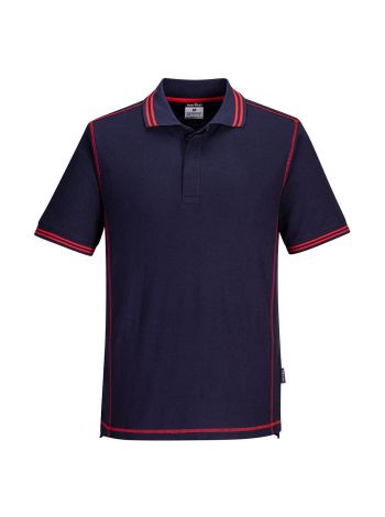 Essentielles zweifarbiges Polohemd, M, E, Marine/Rot