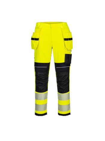 PW3 FR Modaflame Hi-Vis Arbeitshose mit Holstertaschen, 28, R, Gelb/Schwarz