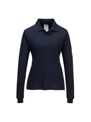 Modaflame Knit FR Damen Poloshirt langarm, L, R, Marine