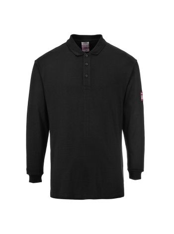 FR Modaflame Anti-Static Langarm-Poloshirt, 4XL, R, Schwarz