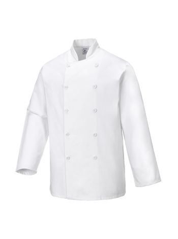 Kochjacke Sussex langarm , M, R, Weiss