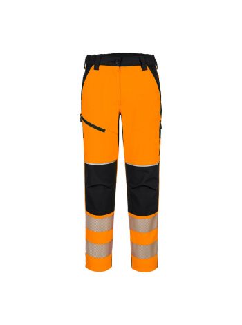 PW3 Warnschutz Stretchhose für Damen, L, R, Orange/Schwarz