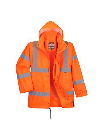 Warnschutz interaktive und atmungsaktive Regen Verkehrsjacke, L, R, Orange